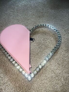 Pink Crystal-Trim Heart clutch